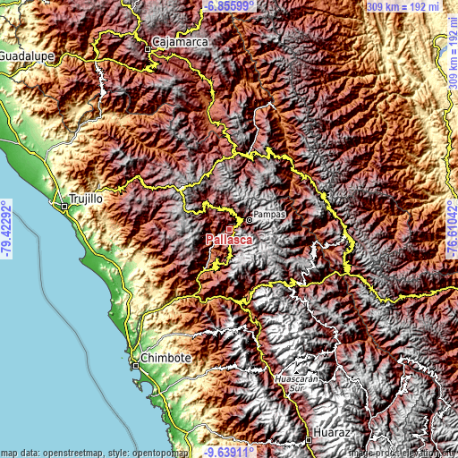 Topographic map of Pallasca