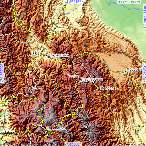 Topographic map of Paclas