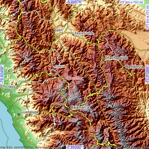 Topographic map of Paccha