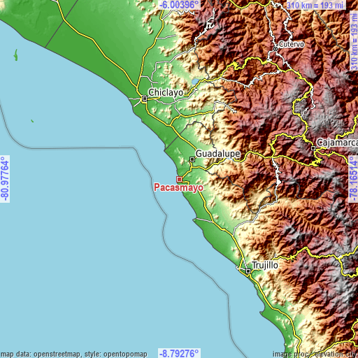 Topographic map of Pacasmayo