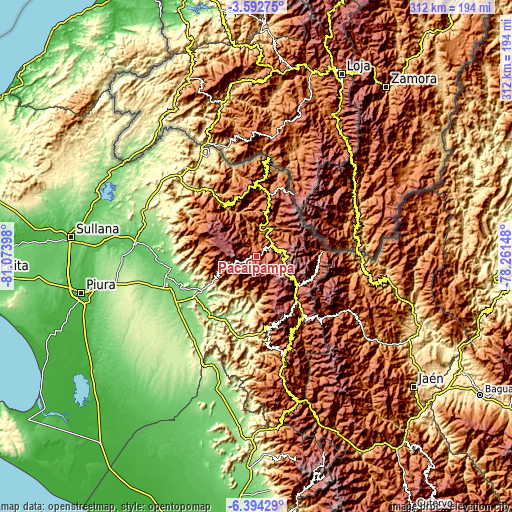 Topographic map of Pacaipampa