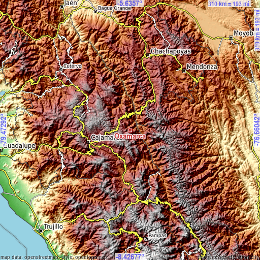 Topographic map of Oxamarca