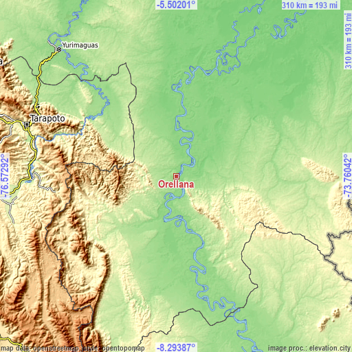 Topographic map of Orellana