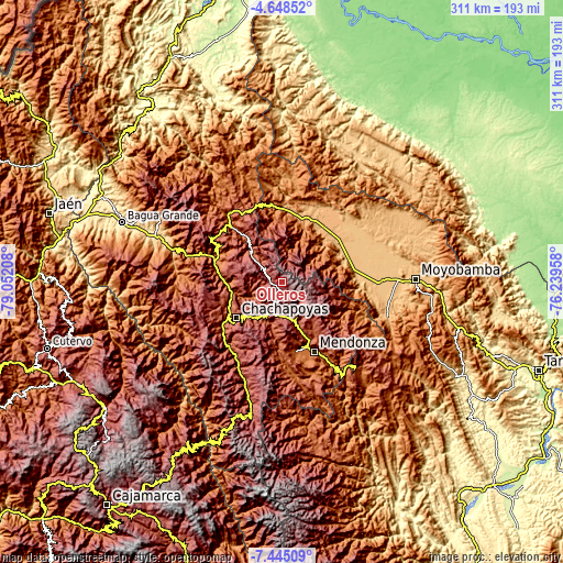Topographic map of Olleros