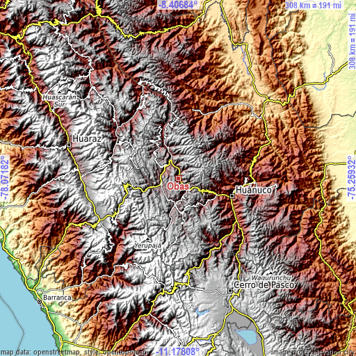 Topographic map of Obas