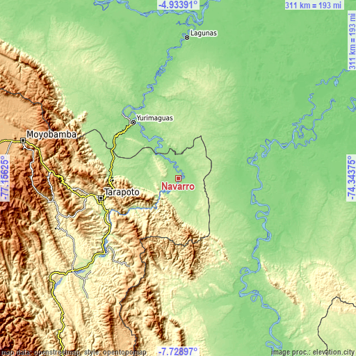 Topographic map of Navarro
