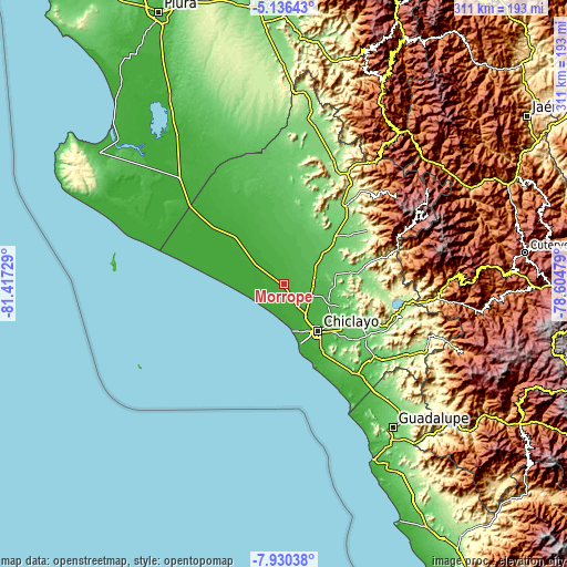 Topographic map of Mórrope