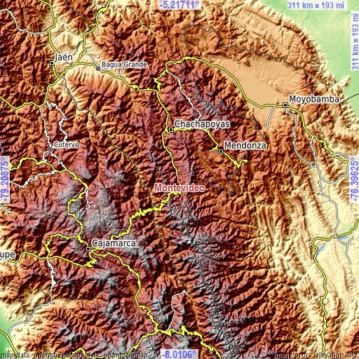 Topographic map of Montevideo