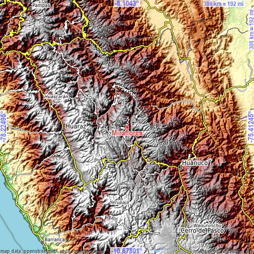 Topographic map of Miraflores