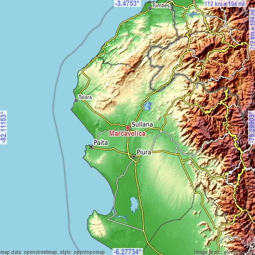 Topographic map of Marcavelica