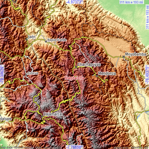 Topographic map of Magdalena