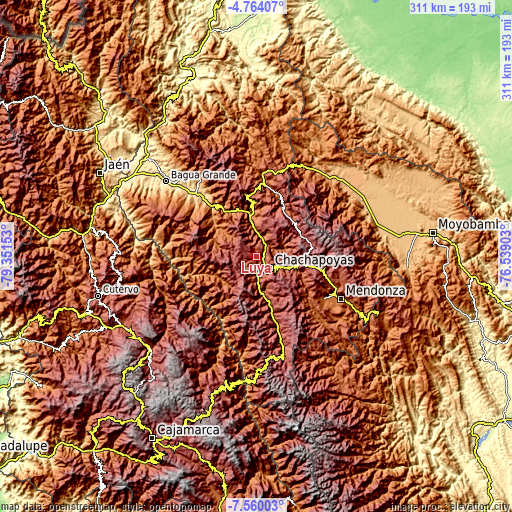 Topographic map of Luya