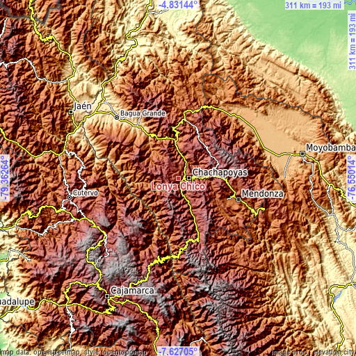 Topographic map of Lonya Chico