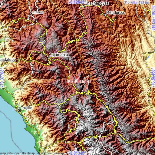 Topographic map of Lluchubamba