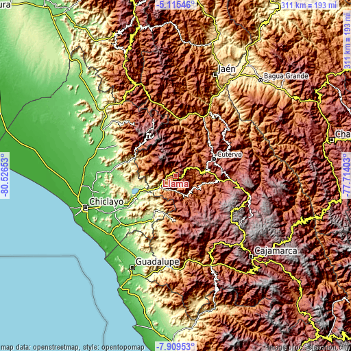 Topographic map of Llama