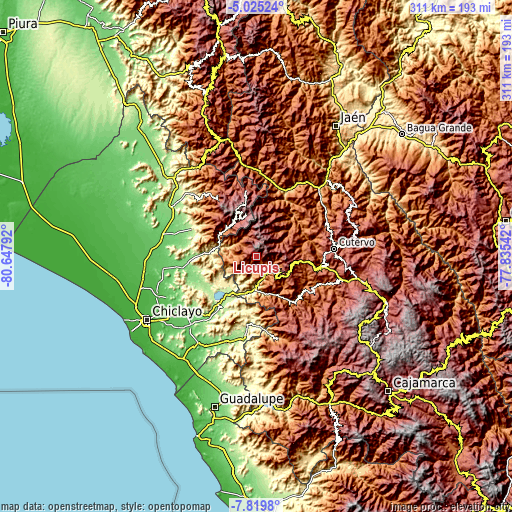 Topographic map of Licupis