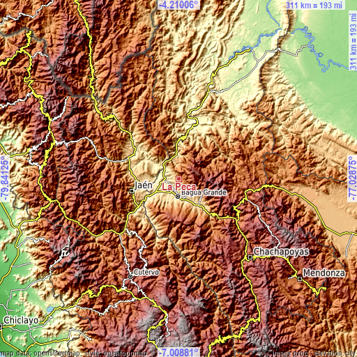 Topographic map of La Peca
