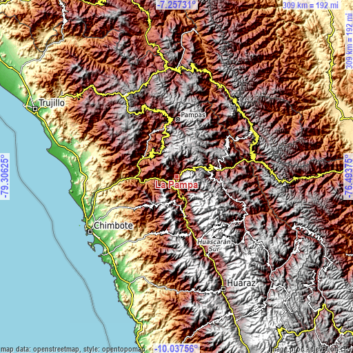 Topographic map of La Pampa