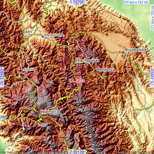 Topographic map of La Jalca
