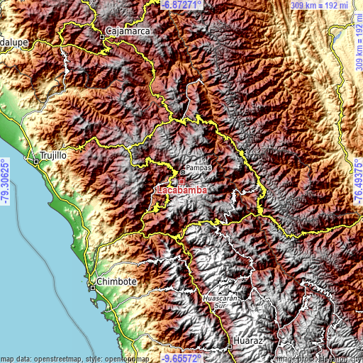 Topographic map of Lacabamba