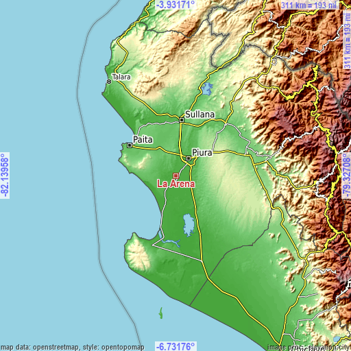 Topographic map of La Arena