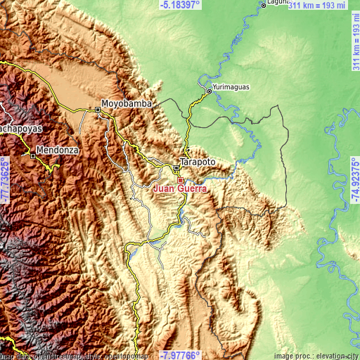 Topographic map of Juan Guerra