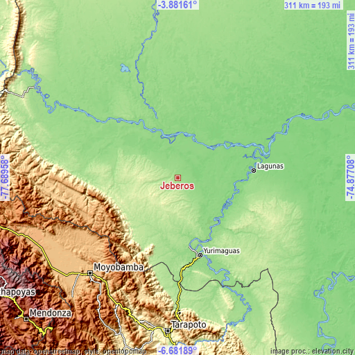 Topographic map of Jeberos