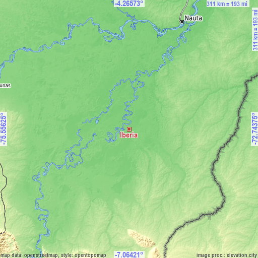 Topographic map of Iberia