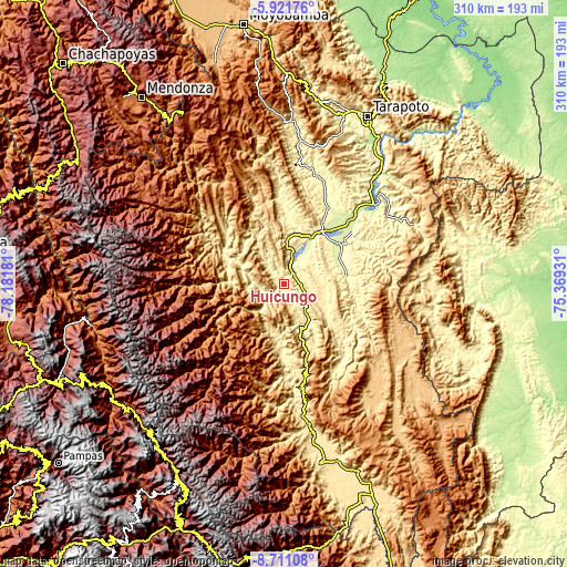Topographic map of Huicungo