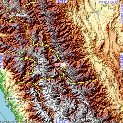 Topographic map of Huaylillas