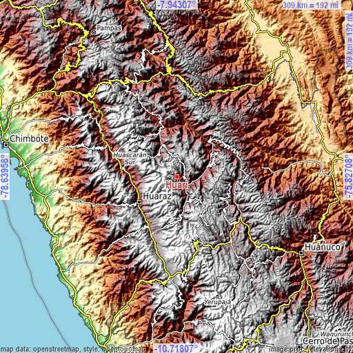 Topographic map of Huari