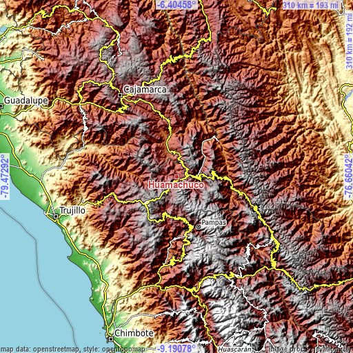 Topographic map of Huamachuco