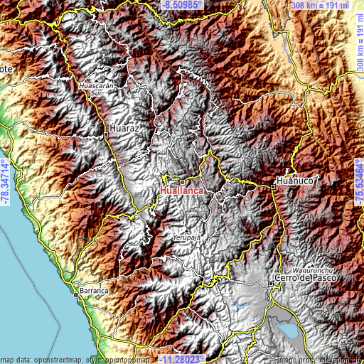 Topographic map of Huallanca