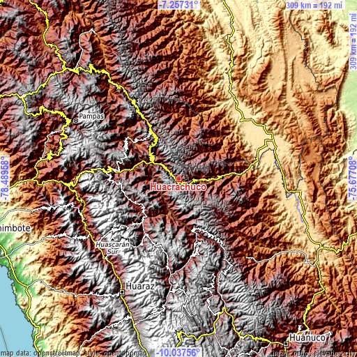 Topographic map of Huacrachuco
