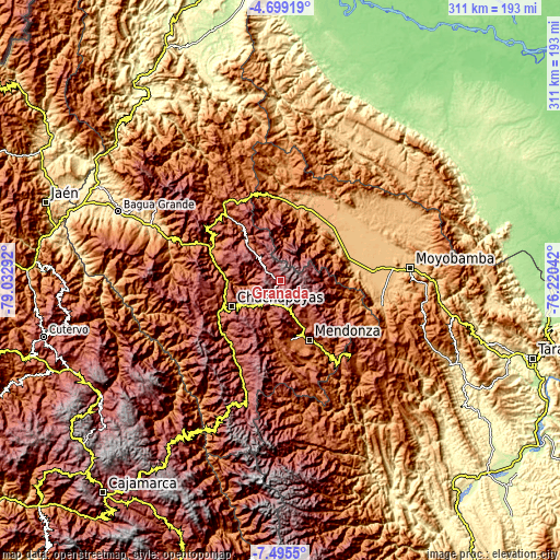 Topographic map of Granada