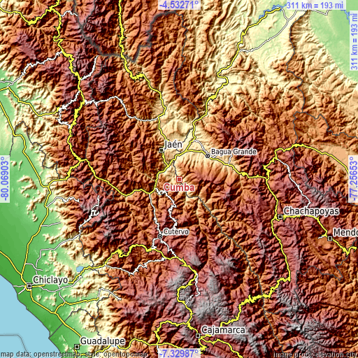 Topographic map of Cumba