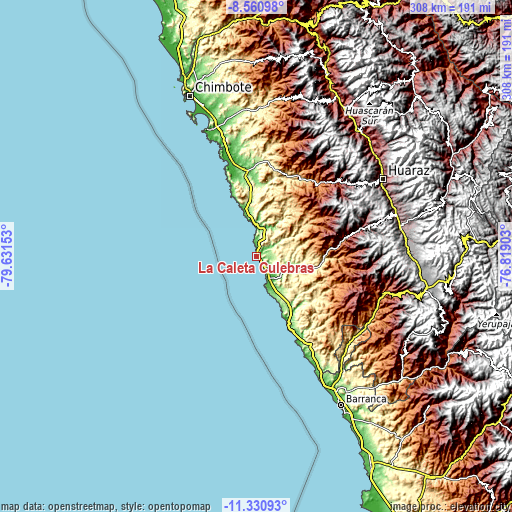 Topographic map of La Caleta Culebras