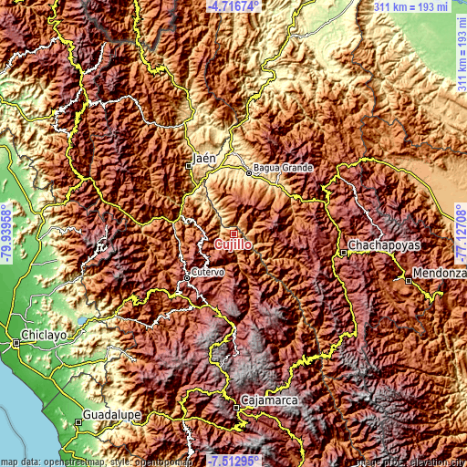 Topographic map of Cujillo
