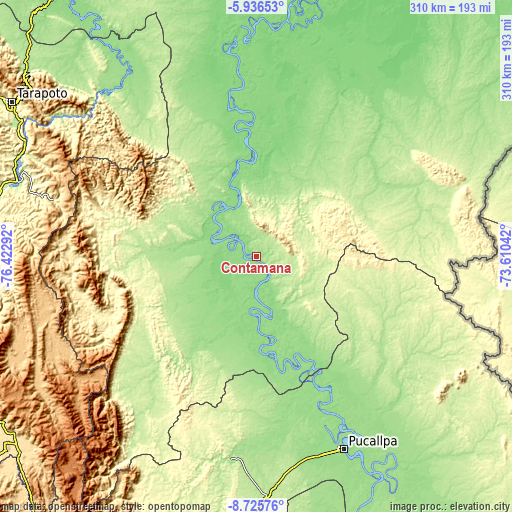 Topographic map of Contamana