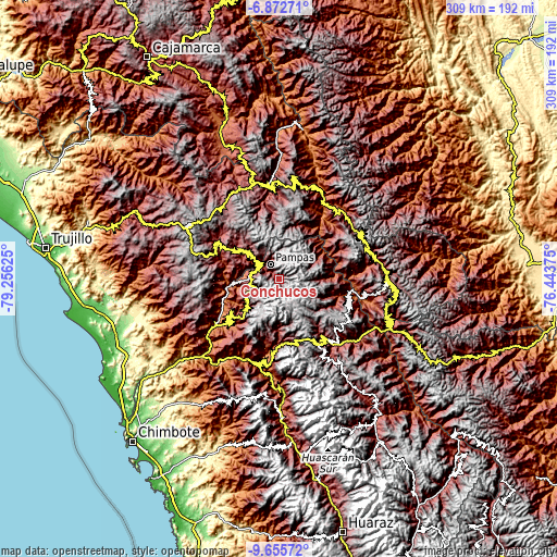 Topographic map of Conchucos