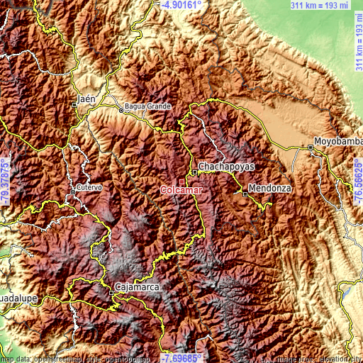 Topographic map of Colcamar