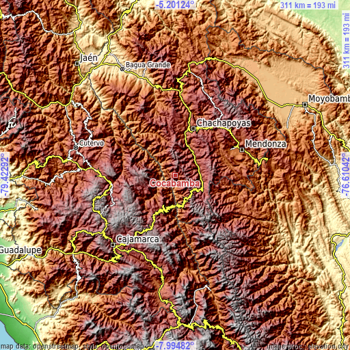 Topographic map of Cocabamba