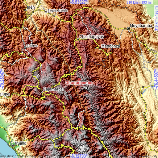 Topographic map of Chuquibamba