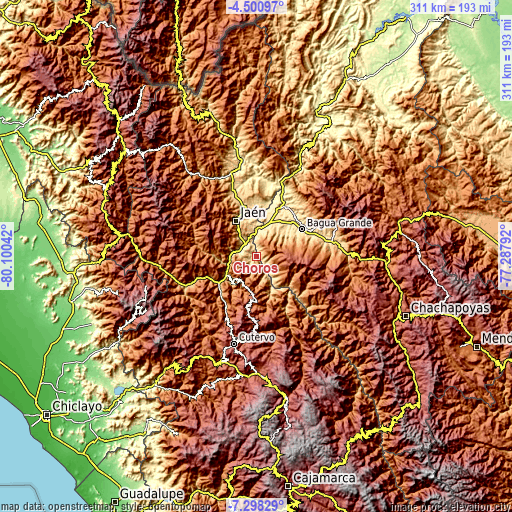 Topographic map of Choros