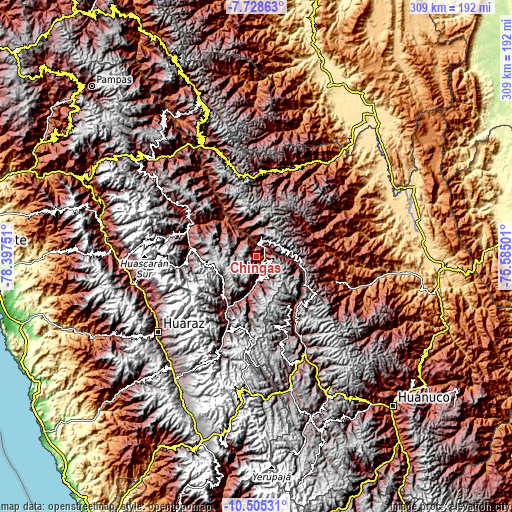 Topographic map of Chingas