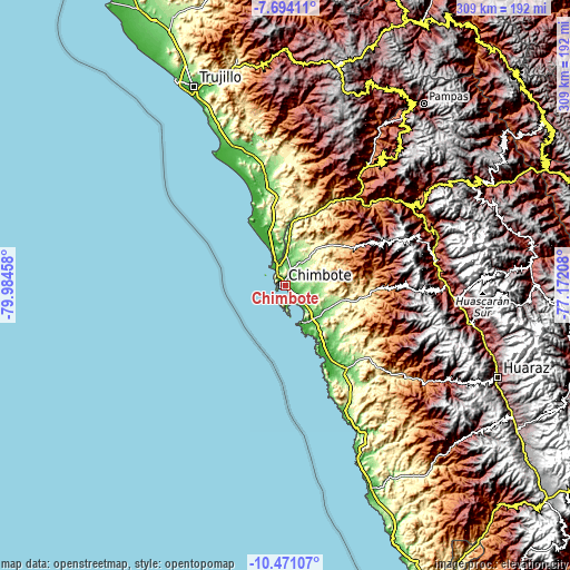 Topographic map of Chimbote