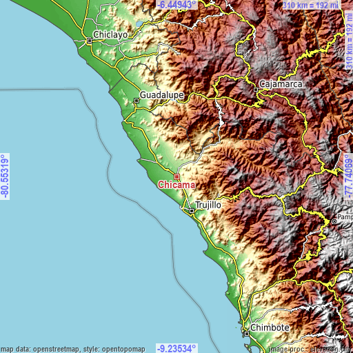 Topographic map of Chicama