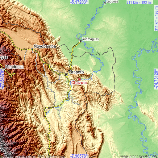 Topographic map of Chazuta