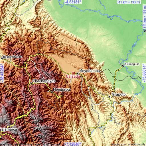 Topographic map of Calzada