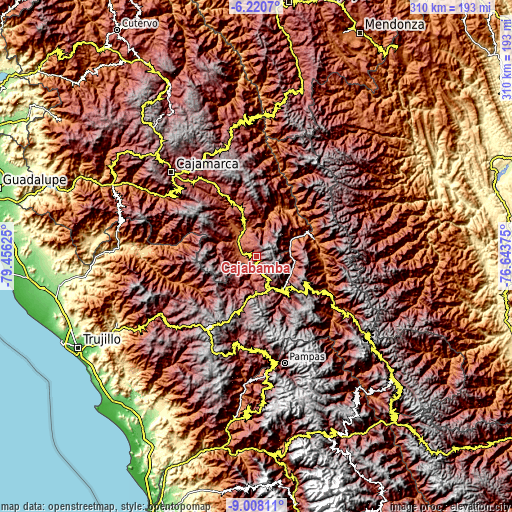 Topographic map of Cajabamba